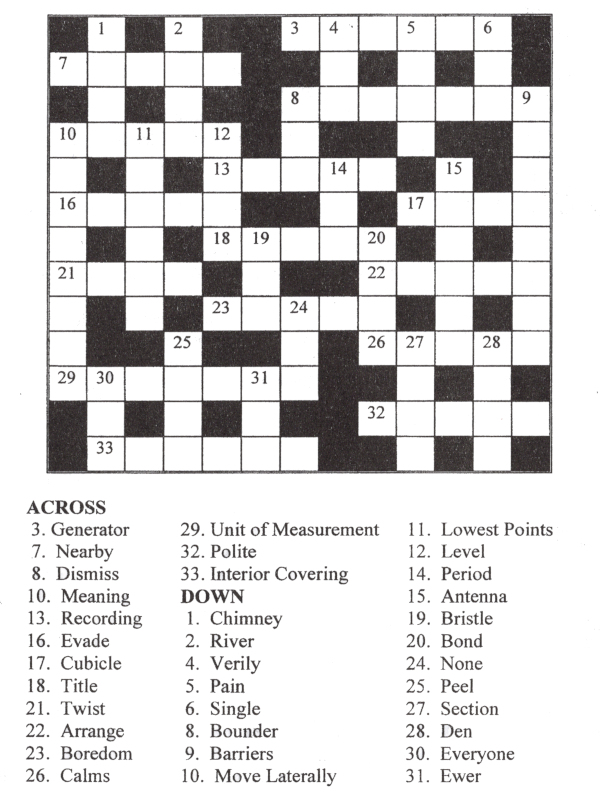 Berrynarbor News: Crossword Corner